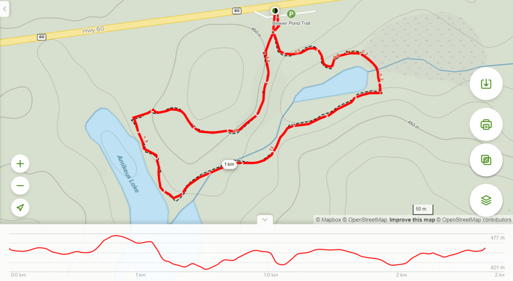 Beaver Pond Trail Map, Algonquin Provincial Park, Ontario, Canada